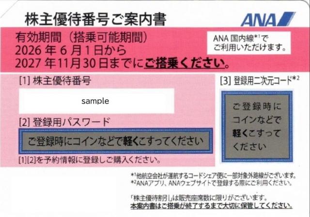 ANA株主優待券の使い方・株主優待番号ご案内書